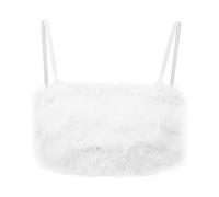 VALICLUD 's Tank Top Fuzzy Vest Faux Bandeau Bra Top Vest Crop - White - UK 12