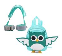 VALICLUD Safe Anti-Lost Children Backpack with Adjustable Shoulder Strap and Wrist Link, Cartoon Owl Pattern Nylon School Bag for Toddlers and Babies