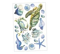 VALICLUD Sea World Pattern Wall Sticker Underwater Decal Reusable Self-Adhesive Cartoon Fish Turtle Coral Reef Decor for Bedroom Living