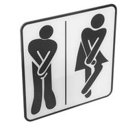 VALICLUD Self-adhesive Acrylic Restroom Sign for Men and Women, Bathroom Sign with Guiding Feature, White Colour, Suitable for Homes and Bathing Establishments