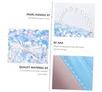 VALICLUD Shining Sequined Crossbody Bag with Bowknot Pearl Chain Small Glitter Handbag for Women Lake Blue Clutch Purse with Capacity for Cellphone Wallet Id Cards