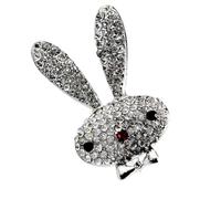 VALICLUD Shiny Crystal Rabbit Brooch Pin for Women with Alloy and Rhinestone Material, Vibrant White Little Rabbit Design, for Parties and Anniversary Accessories