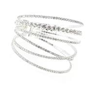 VALICLUD Shiny Rhinestone Bracelet for Women Elastic Crystal Bangle with Six-row Sparkling Stones Personal Style Jewelry Accessory for Elegant Wrist Decoration