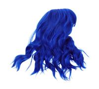 VALICLUD Short Curly Water Wave Costume Wig with Bangs for Women Synthetic Bob Party Hairpiece Realistic Blue Cosplay Hair Accessory for Halloween and Festivals