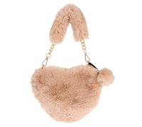VALICLUD Shoulder Bag Faux Fur Purse Heart Shaped Purse Furry Clutch Fluffy Handbag for Women