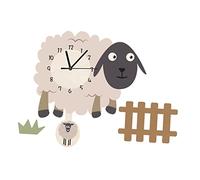 VALICLUD Silent Swinging Cartoon Sheep Wall Clock for Room Nordic Artistic Pendulum Decor with Eco Friendly Material Cute Nursery Hanging Clock for Bedroom Playroom