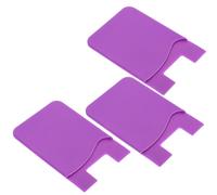 VALICLUD Silicone Adhesive Card Holder Anti Slip Purple 3pcs for Cell Phone | Back Sticker Style, Vehicle Use, Compact Size, Supports Transit Cards, Soft Silicone Build