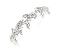 VALICLUD Silver Rhinestone Headband Hair Accessories for Women Diamond Inlaid Headdress for Weddings Parties Proms and Charming Floral Leaf Design