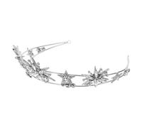 VALICLUD Silver Star Shaped Wedding Crown Headdress with Rhinestones Bridal Hair Accessory for Brides and Elegant and Shiny Design for Wedding Dresses