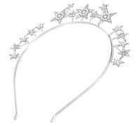 VALICLUD Silver Zinc Alloy Star Tiara Headband with Rhinestone Crystals Glitter Prom Hair Accessory for Wedding Party Year Celebration Stylish Star Headdress for Women