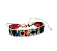 VALICLUD Simple Wrist Strap Bracelet Ethnic Style for Women Vintage Turquoise Braided Chunky Silver Long Time Wear for Family Friends