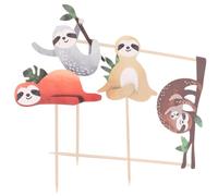 VALICLUD Sloth Cake Toppers Insert Set 4Pcs Cute Dessert Insert Cards Creative Birthday Party Decoration Beautiful Cake Decor for Festival and Celebration