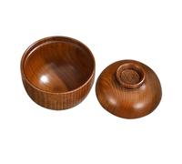 VALICLUD Small Covered Soup Bowl with Lid Japanese Style Wooden Rice Bowl for Serving Stews Snacks and Steamed Eggs Break-Resistant Food Container for Home and Restaurant Use