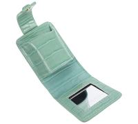 VALICLUD Small Lipstick Pouch with Mirror Compact Travel Makeup Bag Organizer for Women Button Closure Lip Gloss Case Purse in Green Texture Portable Storage for Three Lipsticks