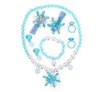 VALICLUD Snowflake Jewelry Set for Little Lightweight Necklace Bracelet Ring Earring Set with Skin-friendly Plastic Resin Comfortable Birthday gift for for for for for for