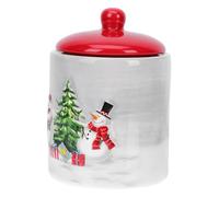 VALICLUD Snowman Pattern Storage Jar with Airtight Seal Decorative Christmas Kitchen Container for Tea Coffee Cereals Festive Table Ornament and