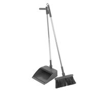 VALICLUD Soft Broom and Dustpan Set for Home Office Lobby Cleaning Long Handle Standing Dustpan and Heavy Duty Broom for Carpet Floor