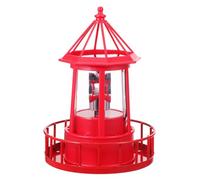 VALICLUD Solar Powered Large Red Resin Lighthouse Garden Light with Rotating LED Beacon Outdoor Solar Lighthouse Lamp for Yard Landscape Decoration