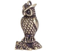VALICLUD Solid Brass Standing Owl Pendant Keychain, Brassware Tea Pet Decor Ornament, Vintage Animal Keyring Accessory for Home Decoration