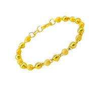 VALICLUD Solid Copper Bead Bracelet for Women Smooth Round Beaded Design Gold Plated Jewelry Elegant Ladies Rust Resistant Hand Accessory