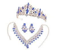 VALICLUD Sparkling Rhinestone Bridal Tiara Set for Women Elegant Crown Necklace Earrings Trio for Wedding Birthday and Party Comfortable Luxurious Wedding Crown Jewelry Accessories