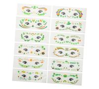 VALICLUD St Patrick's Day Face Stickers 12 Sheets Temporary Shamrock Decals Glitter Makeup for Boys and Girls Adults Holiday Party Irish Festival Accessories