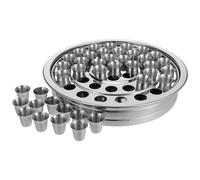 VALICLUD Stainless Steel Communion Tray with Cup Holders Hygienic Church Bread Plate for Holy Service Easy-clean Religious Serving Ware for Christmas and Events