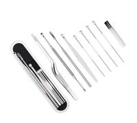 VALICLUD Stainless Steel Ear Wax Removal Kit 8pcs Spiral Ear Spoon Set with White Storage Box and Personal Hygiene