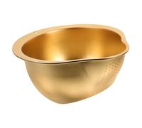 VALICLUD Stainless Steel Strainer Basket with Fine Mesh for Fruits and Vegetables Kitchen Colander for Washing Rice and Draining Water Household Draining Basin with Elegant Gold Finish