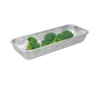 VALICLUD Stainless Steel Vegetable Drain Basket Efficient Drainage, Small Rectangular Kitchen Sink Insert Drainer 31x12x5.5cm, Multi-Functional Rice Cleaning Strainer for Home Culinary Use