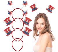 VALICLUD Star Headband 4pcs 4th Of July Party Headband American Flag Star Top Hat Head Bopper Patriotic Hairbands Headdress For Independence Day Celebration Headwrap