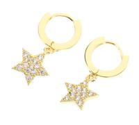 VALICLUD Star Hoop Earrings for Women Crystal Inlaid Copper Studs Lightweight Fashion Jewelry for Daily Wear Elegant Bling Accessory for Casual and Formal Outfits