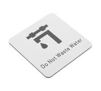 VALICLUD Stop Wasting Water Caution Sign Save Water Notice Sign 3.85x3.85x0.16 in Aluminium Plastic Panel Wall Mounted Self Adhesive Backing Sleek Modern for School Office Restroom Usage