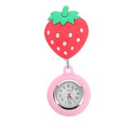 VALICLUD Stretchable Nurse Pocket Watch Pink Strawberry Design Cute Cartoon Style Silicone Material Easy to Read for Nurses and Doctors for Medical Professionals
