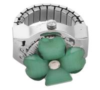 VALICLUD Stylish Four Leaf Clover Finger Watch Ring for Women and Men, Multi-Functional Stainless Steel Ring with Glass Cover, Elegant and Versatile for Parties and Dates