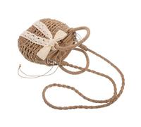 VALICLUD Stylish Khaki Straw Bucket Bag Lightweight Beach Tote with Dual Crossbody Handheld Design Spacious Woven Shoulder Purse for Travel Vacations Casual Summer Outings