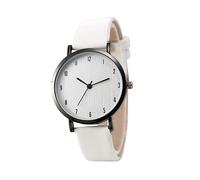 VALICLUD Stylish Women's Quartz Wrist Watch with White Leather Strap, Wood Grain Dial, Easy-Reading Small Numerals, Slim Design for Casual and Festival Wear