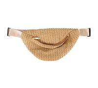 VALICLUD Summer Straw Mini Waist Bag Crossbody Fanny Pack Boho Woven Shoulder Bag Deep Coffee for Outdoor Travel and Sports
