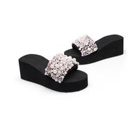 VALICLUD Summer Wedge Slippers for Women Stylish Slip Design Thickening Platform Footwear for Beach and Home Use Comfortable Pearl