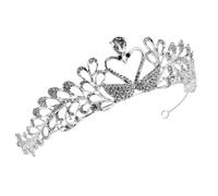 VALICLUD Swan Love Heart Bridal Tiara Crown with Crystals Silver Wedding Hair Accessory for Brides Fairy Wedding Hairpiece
