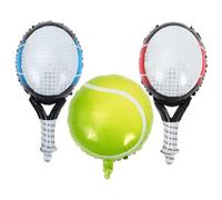VALICLUD Tennis Party Supplies Foil Balloon Set with Inflatable Tennis Ball and Rackets Versatile Hanging Birthday Decoration for Indoor Outdoor Sports Celebrations