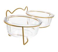 VALICLUD Tilted Raised Double Glass Pet Bowl with High Stand, Elevated Dog and Cat Food Bowls for Feeding, Slant Design Raised Glass Dining Station for Cats and Dogs