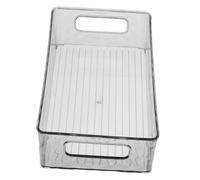 VALICLUD Transparent Grey Plastic Storage Bin with Chic Pattern for Refrigerator and Freezer Organization Household Container for Bottles Diaper Kitchen and Pantry Storage