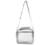 VALICLUD Transparent PVC Crossbody Bag with Strap for Women Clear Stadium-approved Purse for Shopping Travel Party Lightweight Shoulder Bag in Silver