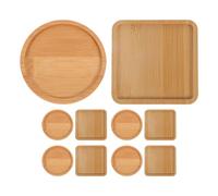 VALICLUD Tray for Holding Mosaic Pieces, Decorative and Square 10pcs Bamboo Plant Coasters Deep Groove Drink Pot Saucers Table for Coffee Bar and Office Tabletop Protection