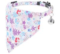 VALICLUD Triangular Cotton Pet Bib for Dogs and Cats, Adjustable 20-28Cm Bandana and White Floral Pattern, Decorative Dog Supply Accessory for Pet Apparel