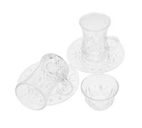 VALICLUD Turkish Coffee Cup Set with Gourd Shaped Glass Cups European Vintage Design Transparent Glass for Turkish Coffee Tea and Hot Drinks Artistic Dinnerware Collection