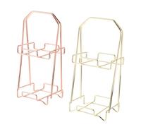 VALICLUD Two-layer Gold Makeup Sponge Holder and Powder Puff Rack 2pcs, Cosmetic Puff Display Racks for Beauty Organizers, Makeup Egg Drying Stand for Home Vanity Storage