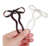 VALICLUD U Shaped Bow Hairpins 2 Pieces in Mermaid and Brown Colors French Twist Pins for Women Hair Styling Hair Clips Suitable for Buns and Updos