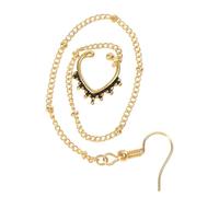 VALICLUD U-shaped Metal Nose Ring with Long Chain Elegant Piercing Jewelry for Nose and Lip Gold Tone Puncture Buckle Style No for Dance Party Club Beach and Bar
